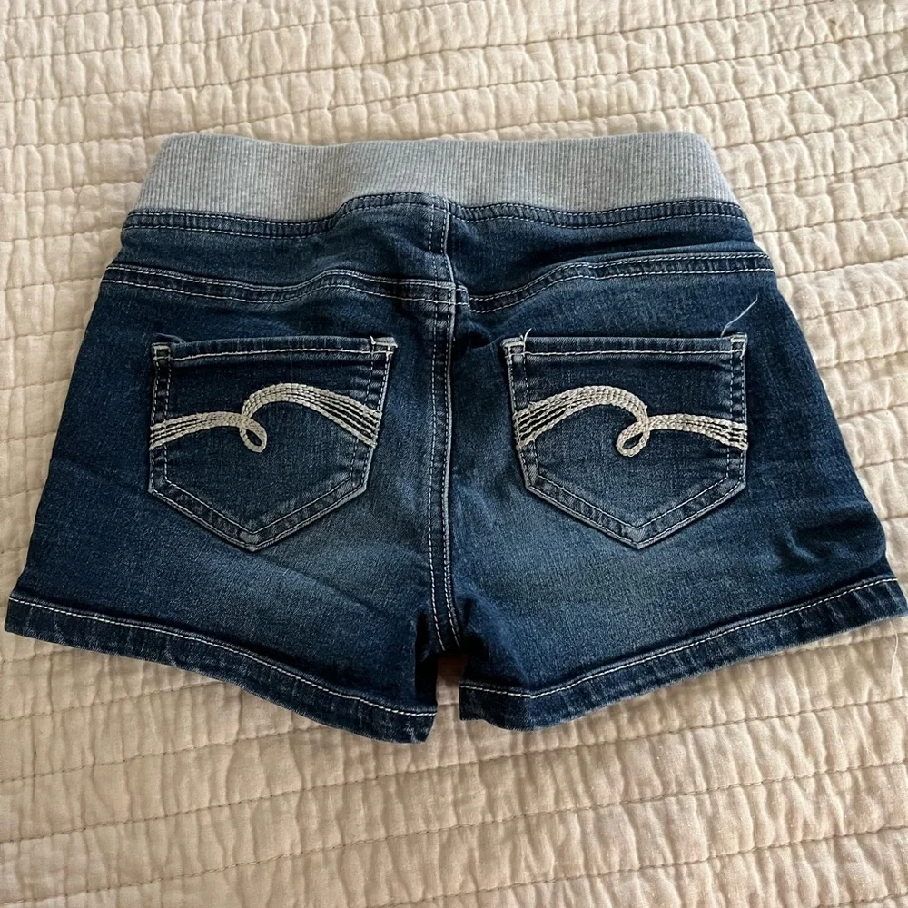 Justice Blue Jean Shorts with Gray Waistband